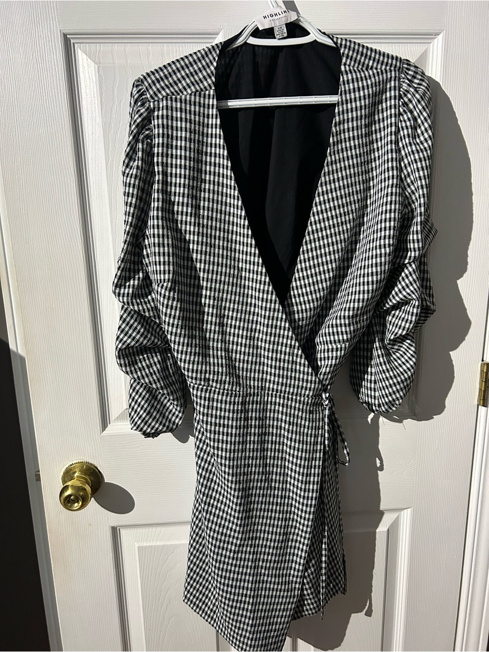 Highline Studio Black & White Gingham Wrap Dress